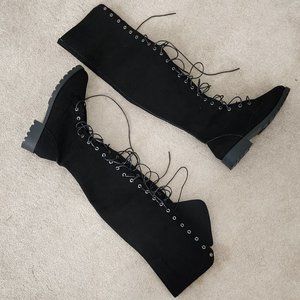 Biker Boots Laced Knee High Halloween NEW